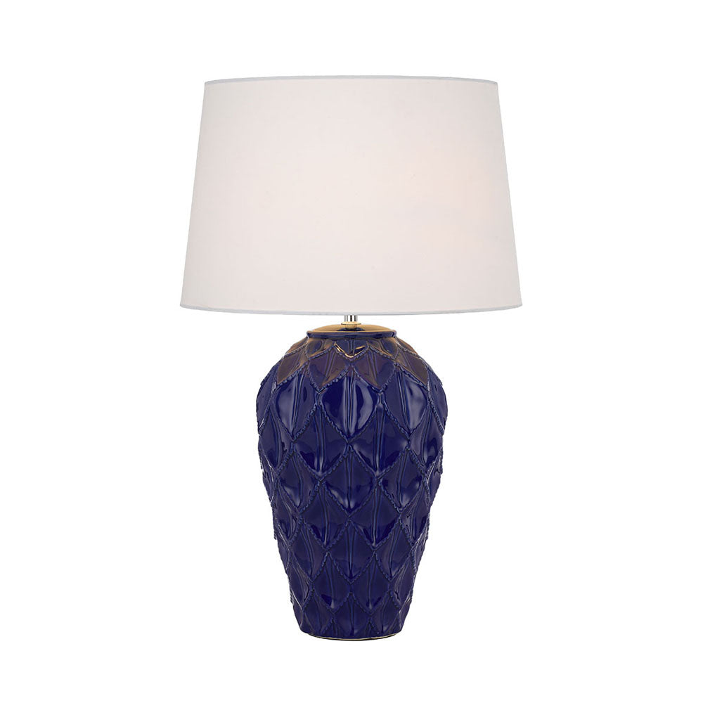 Madrid Red, Green, Blue or Black Ceramic Table Lamp with White Fabric Shade