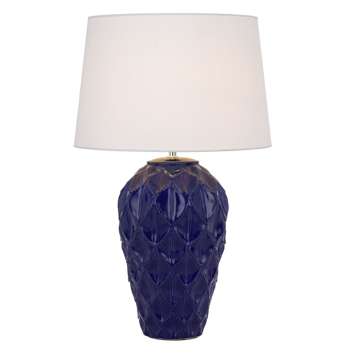 Madrid Table Lamp in Blue with White Shade