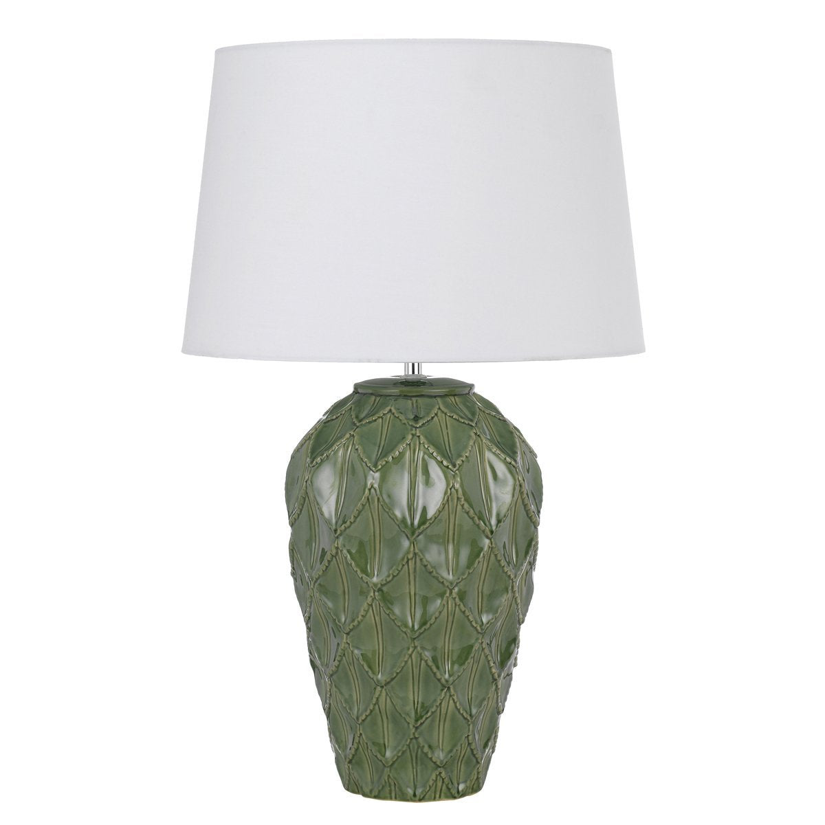 Madrid Table Lamp in Green with White Shade