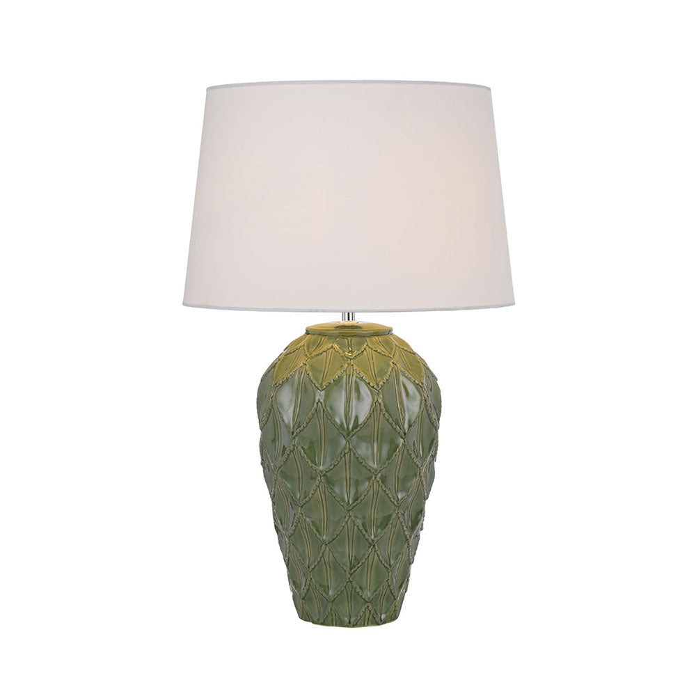Madrid Red, Green, Blue or Black Ceramic Table Lamp with White Fabric Shade