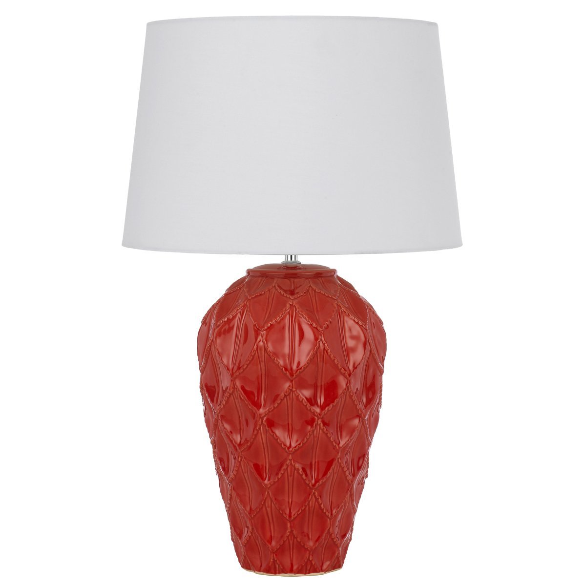 Madrid Table Lamp in Red with White Shade