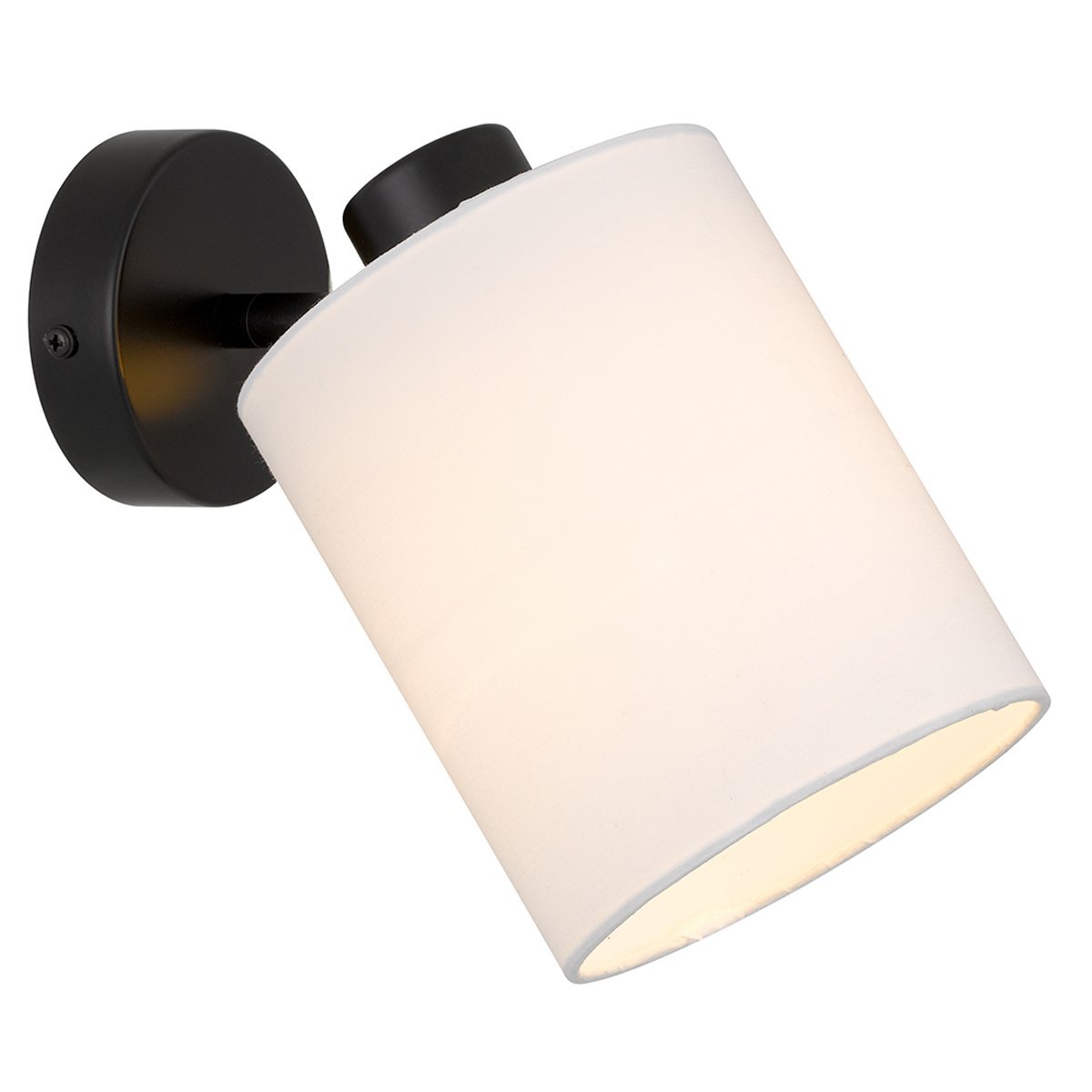 Malone 1 Light Wall Light in Black with White Shade