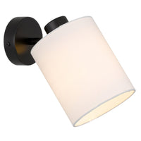 Thumbnail for Malone 1 Light Wall Light in Black with White Shade