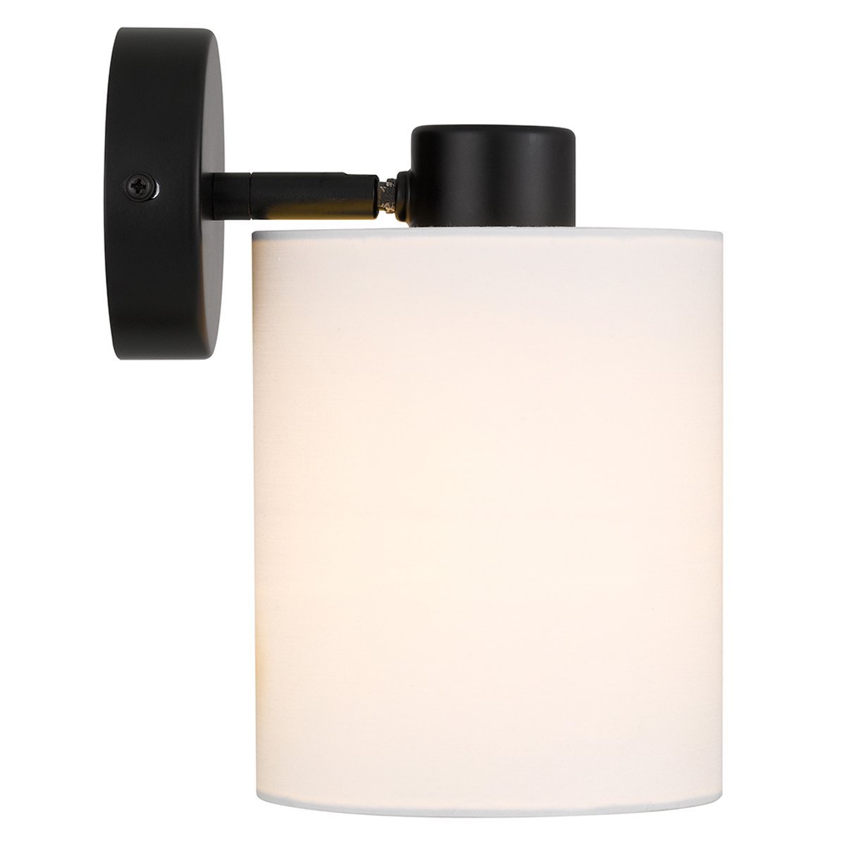 Malone 1 Light Wall Light in Black with White Shade