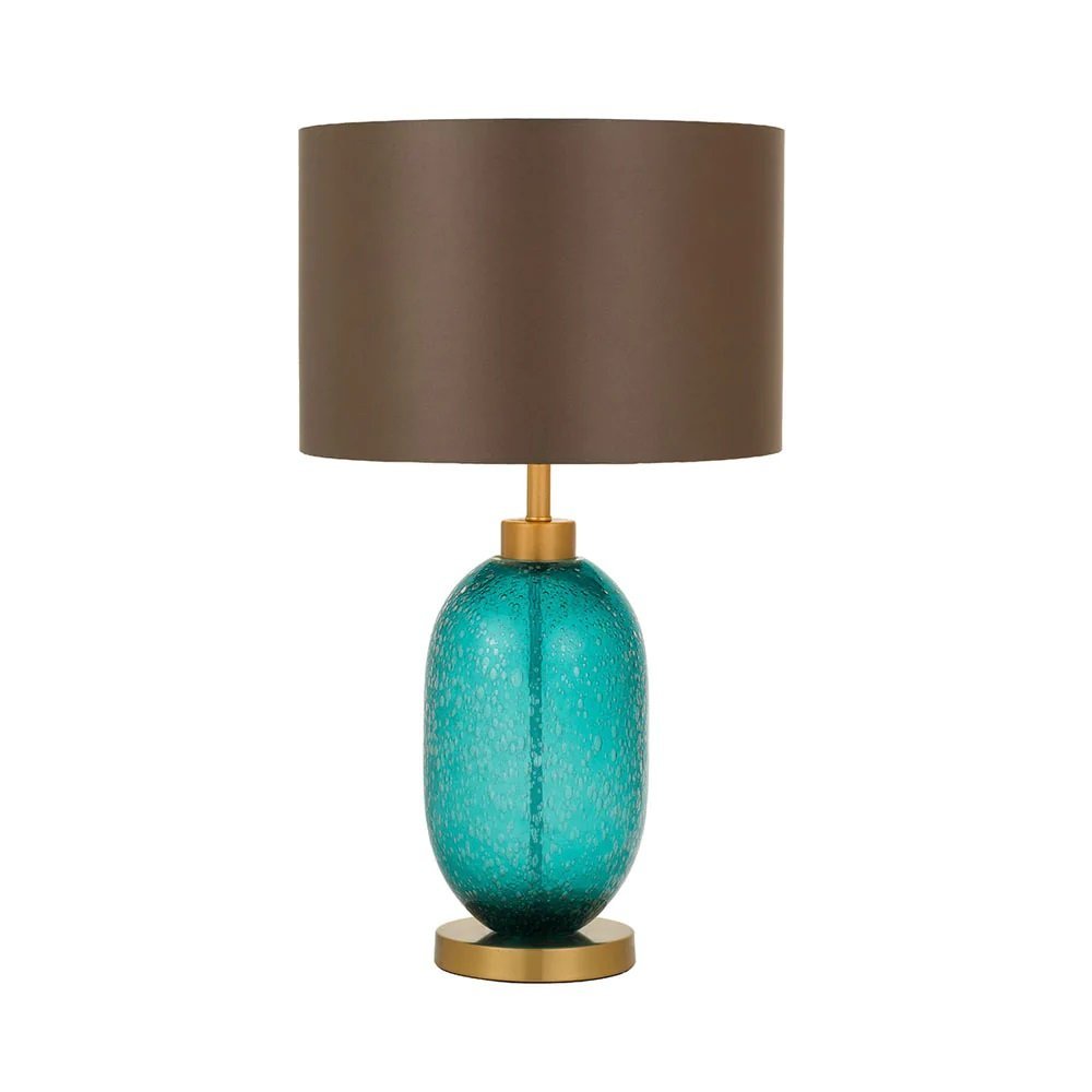 Manolo Table Lamp in Teal with Brown Shade