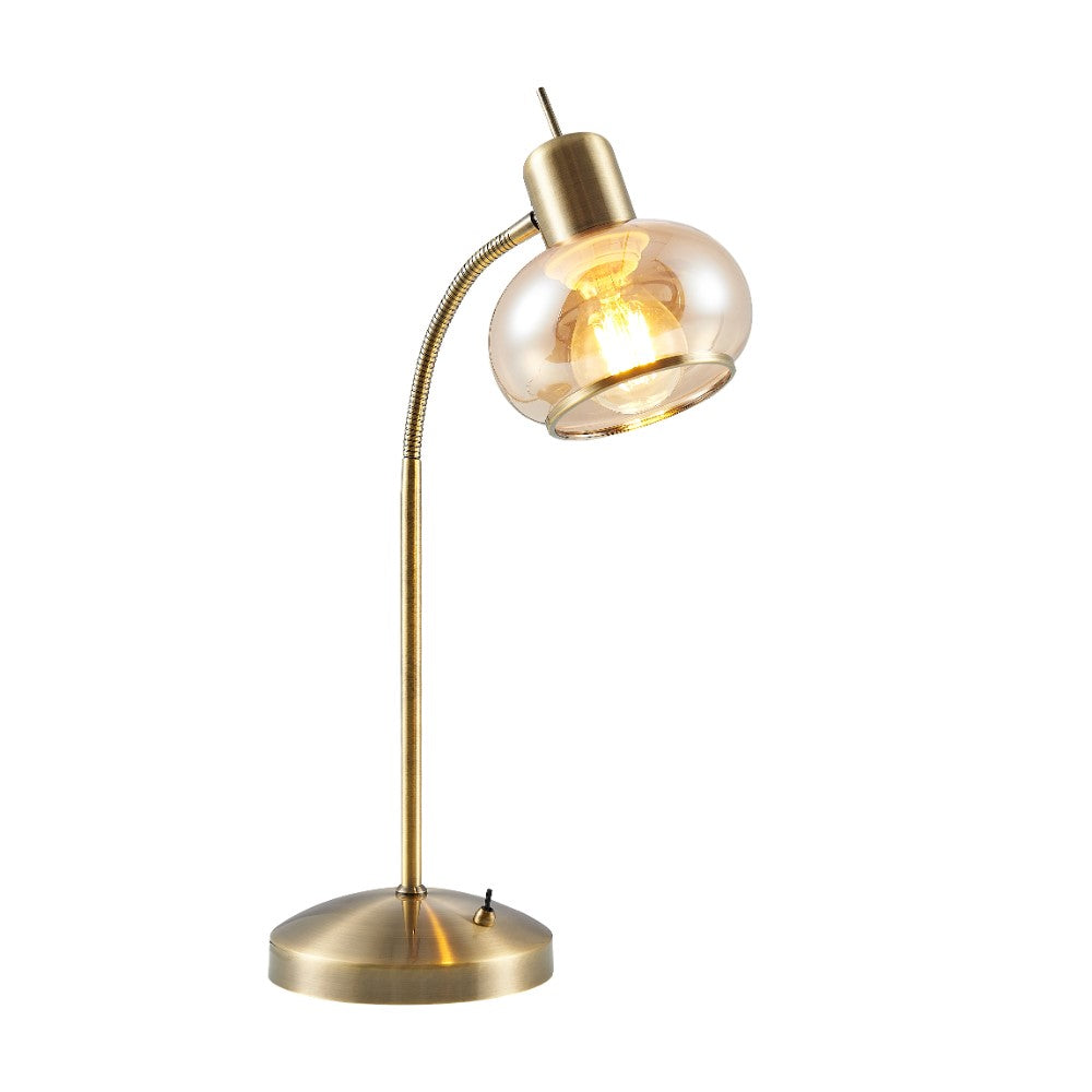 Marbell Black/Smoke or Antique Brass/Amber Table Lamp