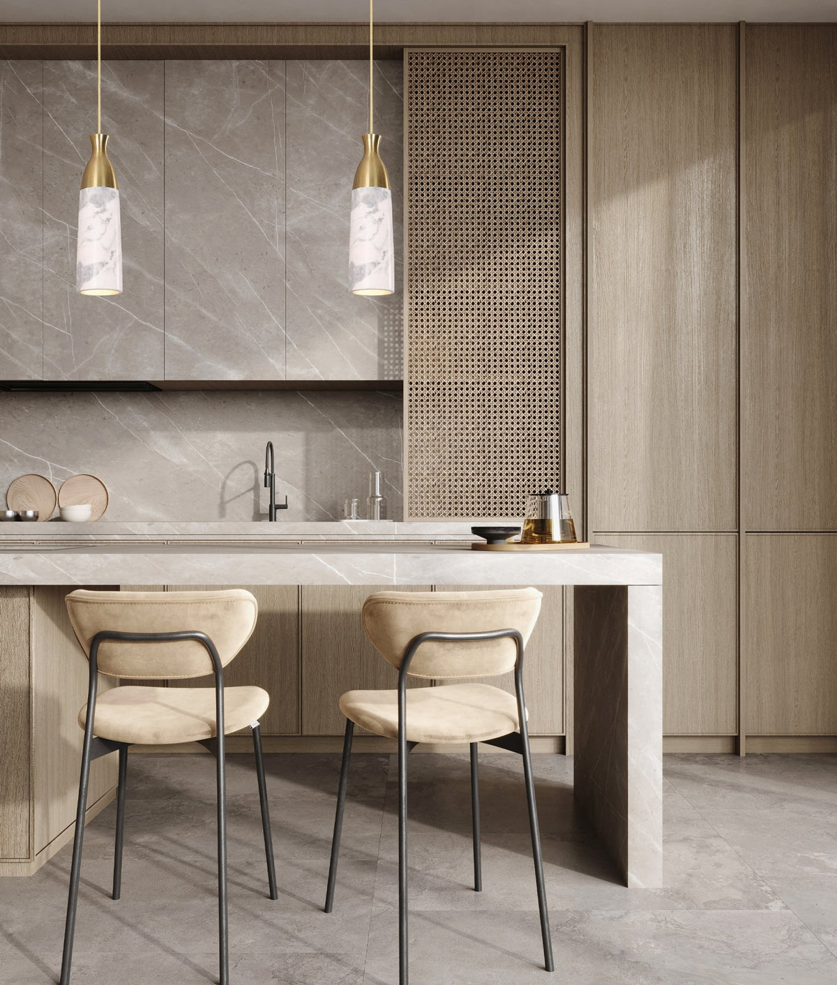 MARMOL: Interior Marble Cylinder Pendant Lights