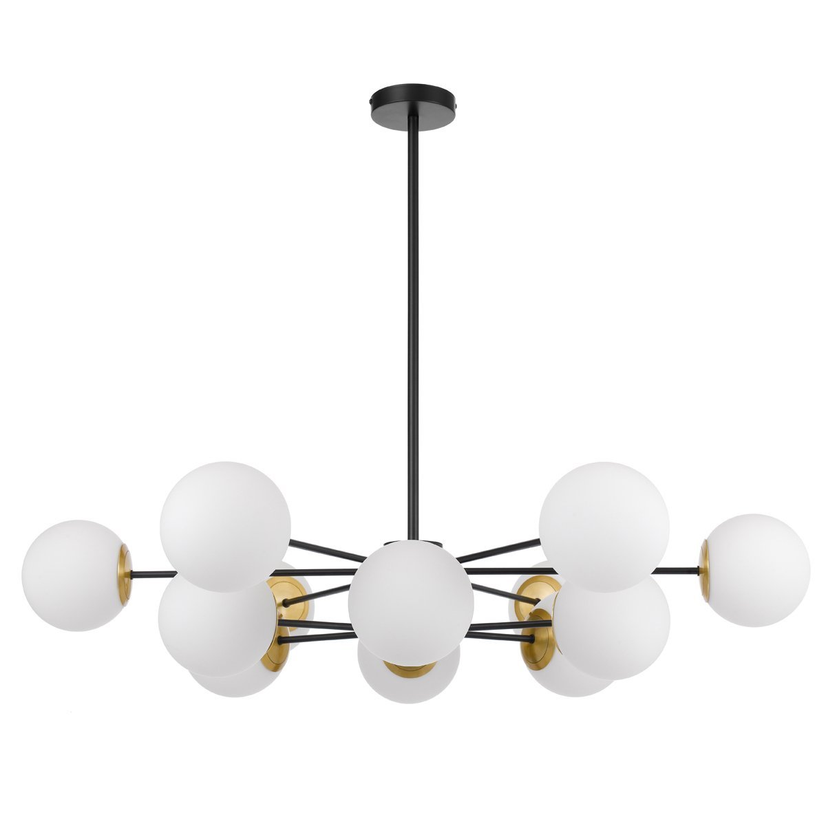 Marsten 12 Light Pendant Light in Black with Opal Glass