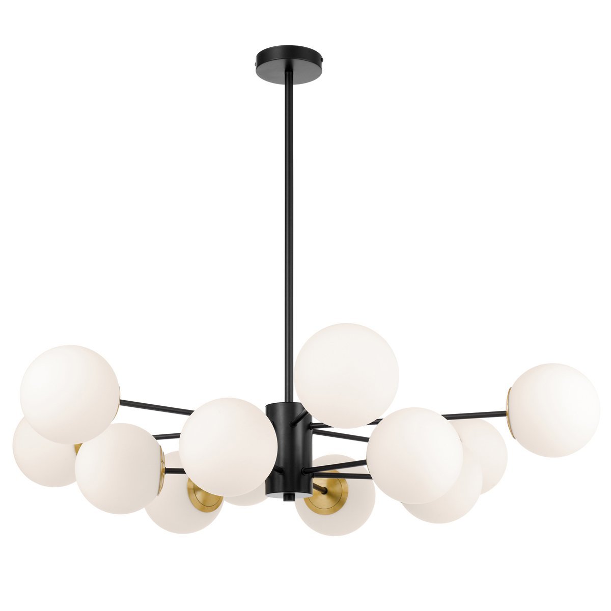 Marsten 12 Light Pendant Light in Black with Opal Glass