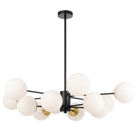 Thumbnail for Marsten 12 Light Pendant Light in Black with Opal Glass