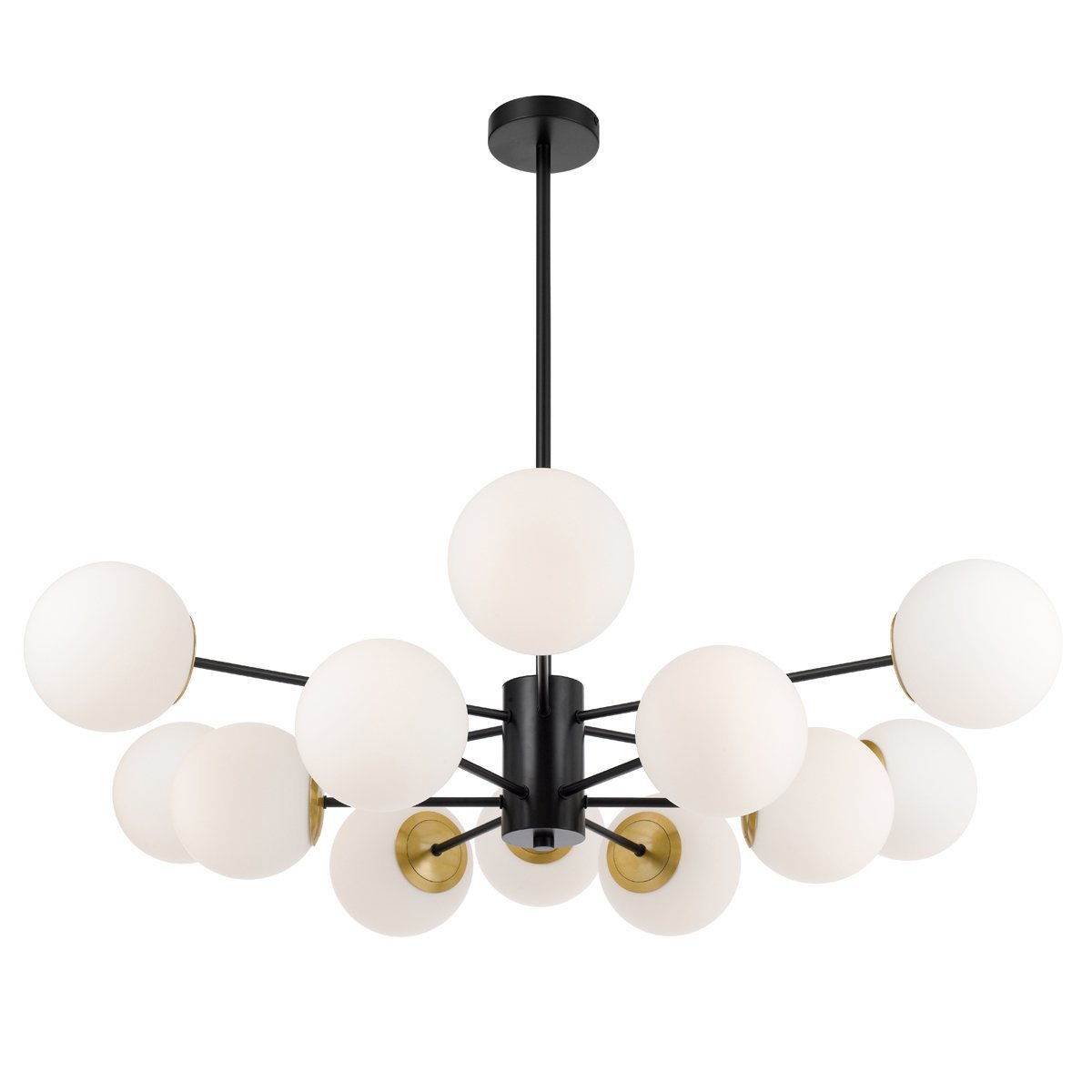 Marsten 12 Light Pendant Light in Black with Opal Glass