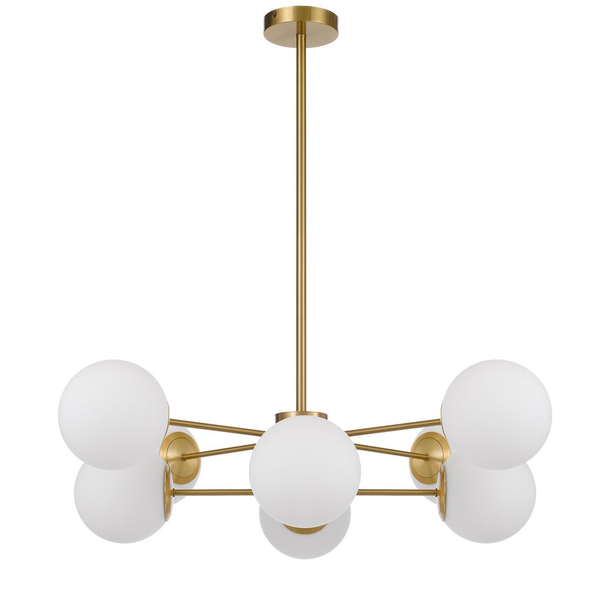 Marsten 8 Light Pendant Light in Antique Gold with Opal Glass