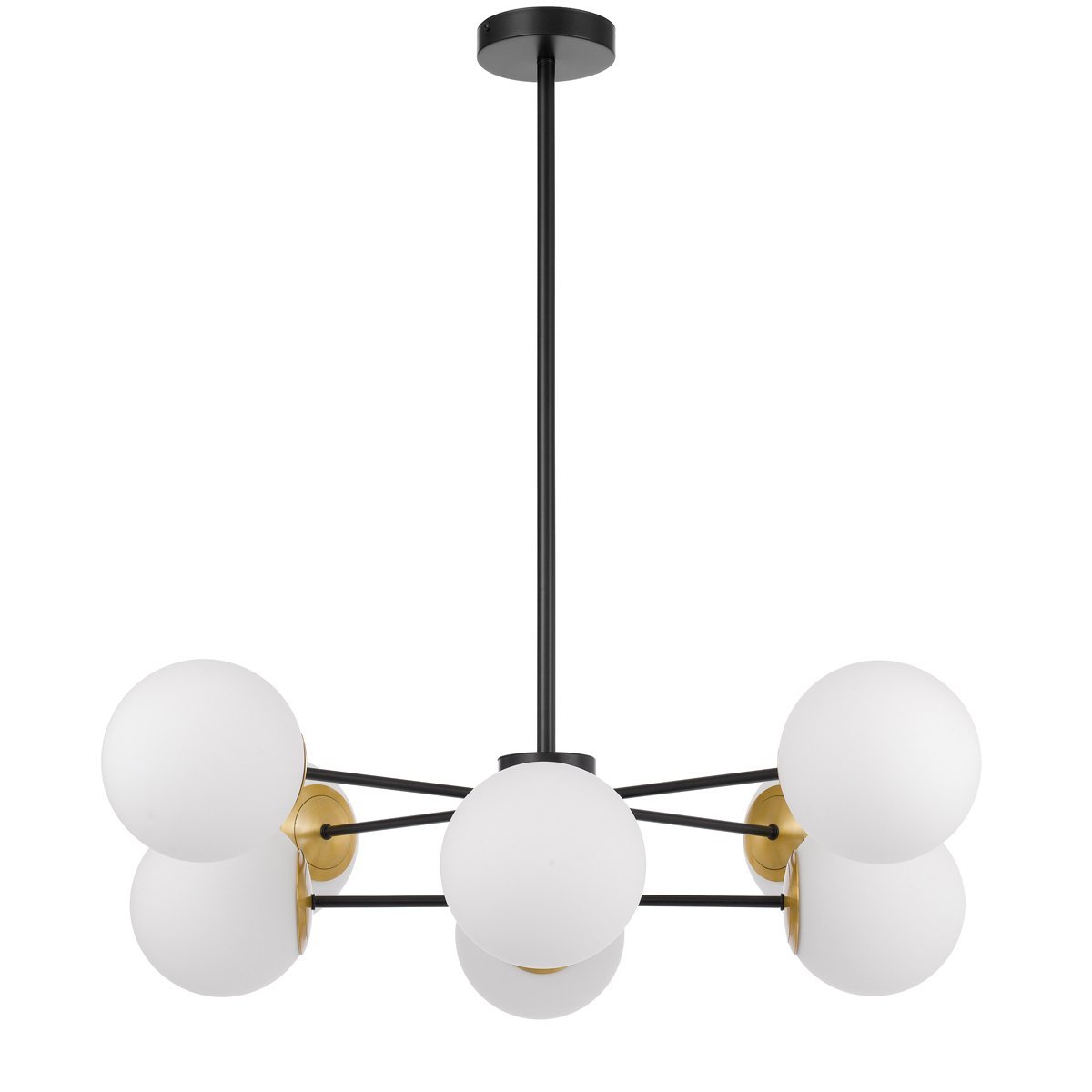 Marsten 8 Light Pendant Light in Black with Opal Glass