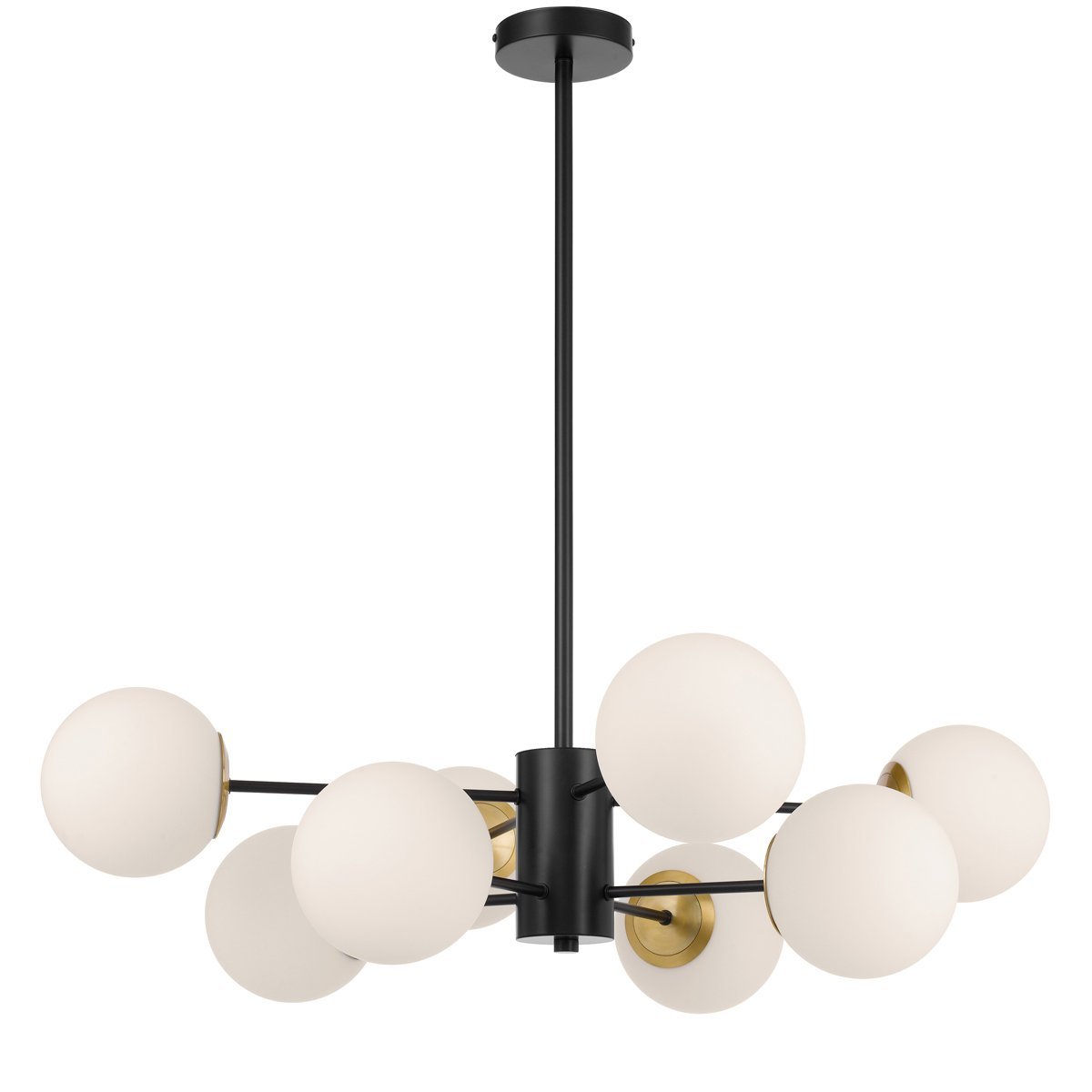 Marsten 8 Light Pendant Light in Black with Opal Glass