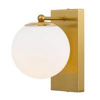 Thumbnail for Marsten 1 Light Wall Light in Antique Gold with Opal Glass