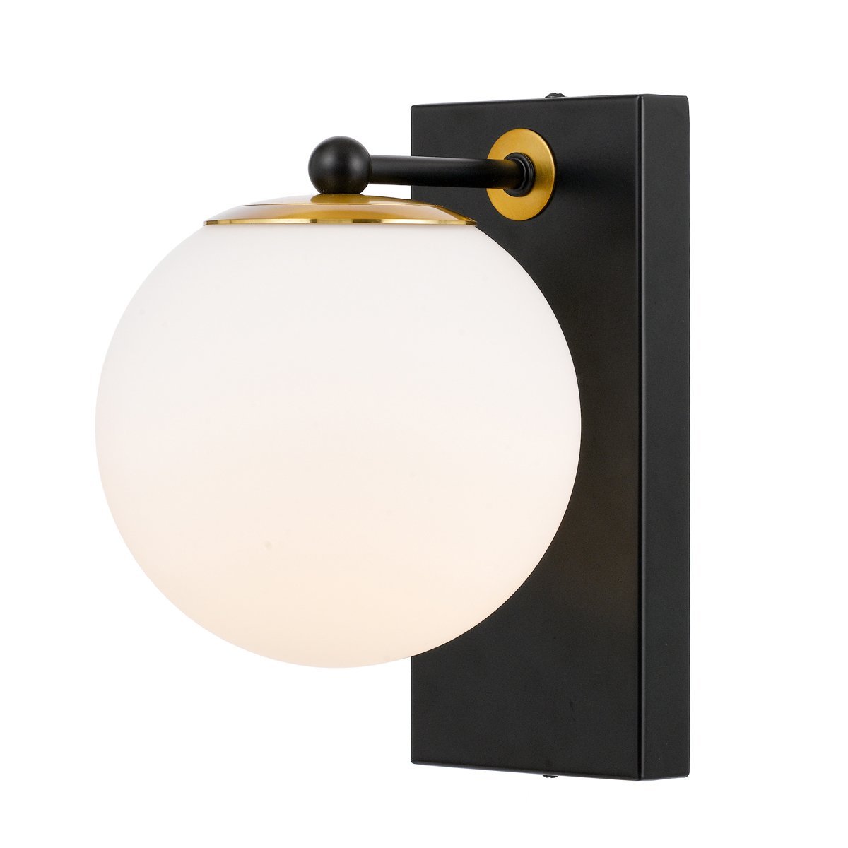 Marsten 1 Light Wall Light in Black with Opal Glass