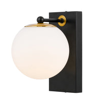 Thumbnail for Marsten 1 Light Wall Light in Black with Opal Glass