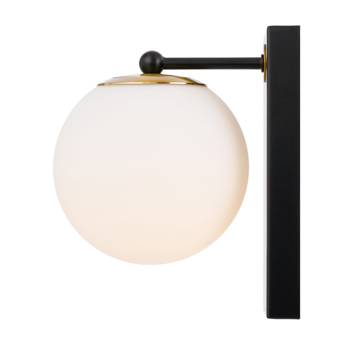 Marsten 1 Light Wall Light in Black with Opal Glass