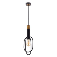 Thumbnail for Marvin Oval Shaped Pendant Light in Antique Black and Gold