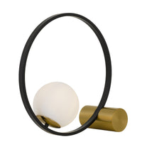 Thumbnail for Matias Table Lamp in Black & Antique Gold with Matt Opal Shade