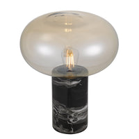 Thumbnail for Maximo Table Lamp in Black Marble with Amber Glass Shade