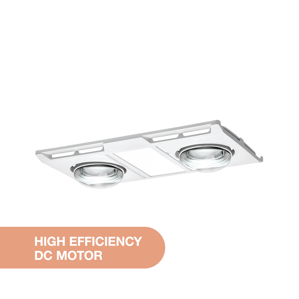 Profile Panel DC 2 Heat 3 in 1 Bathroom Heater Exhaust Fan with 12w Tricolour Panel Light White