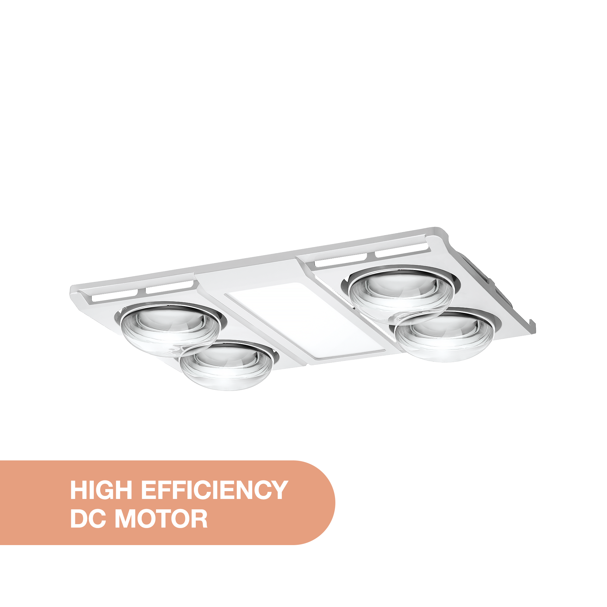 Profile Panel DC 4 Heat 3 in 1 Bathroom Heater Exhaust Fan with 12w Tricolour Panel Light White