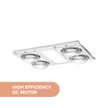 Profile Panel DC 4 Heat 3 in 1 Bathroom Heater Exhaust Fan with 12w Tricolour Panel Light White