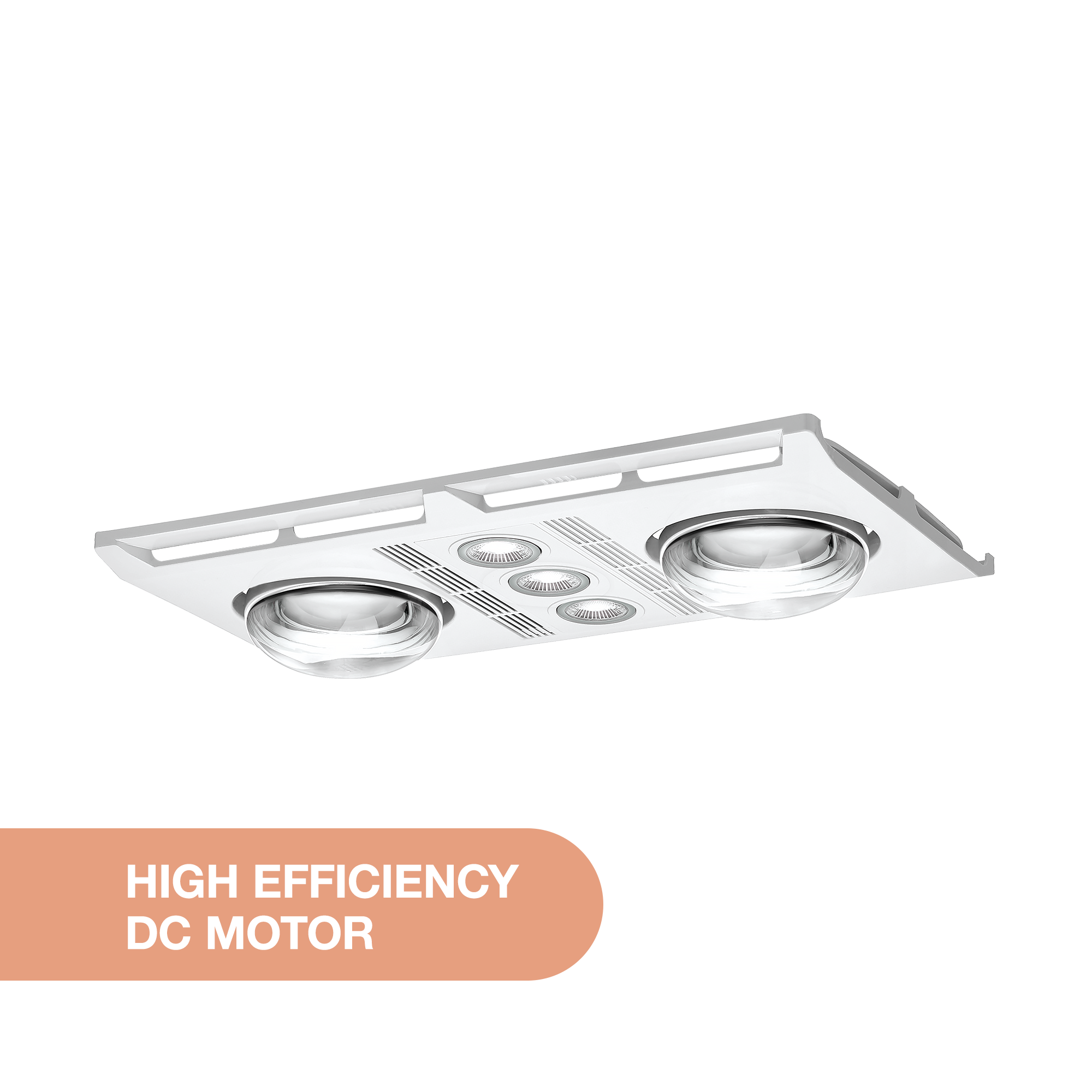 Profile Plus DC 2 Heat 3 in 1 Bathroom Heater Exhaust Fan with LED Lights White