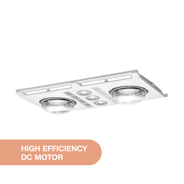 Profile Plus DC 2 Heat 3 in 1 Bathroom Heater Exhaust Fan with LED Lights White
