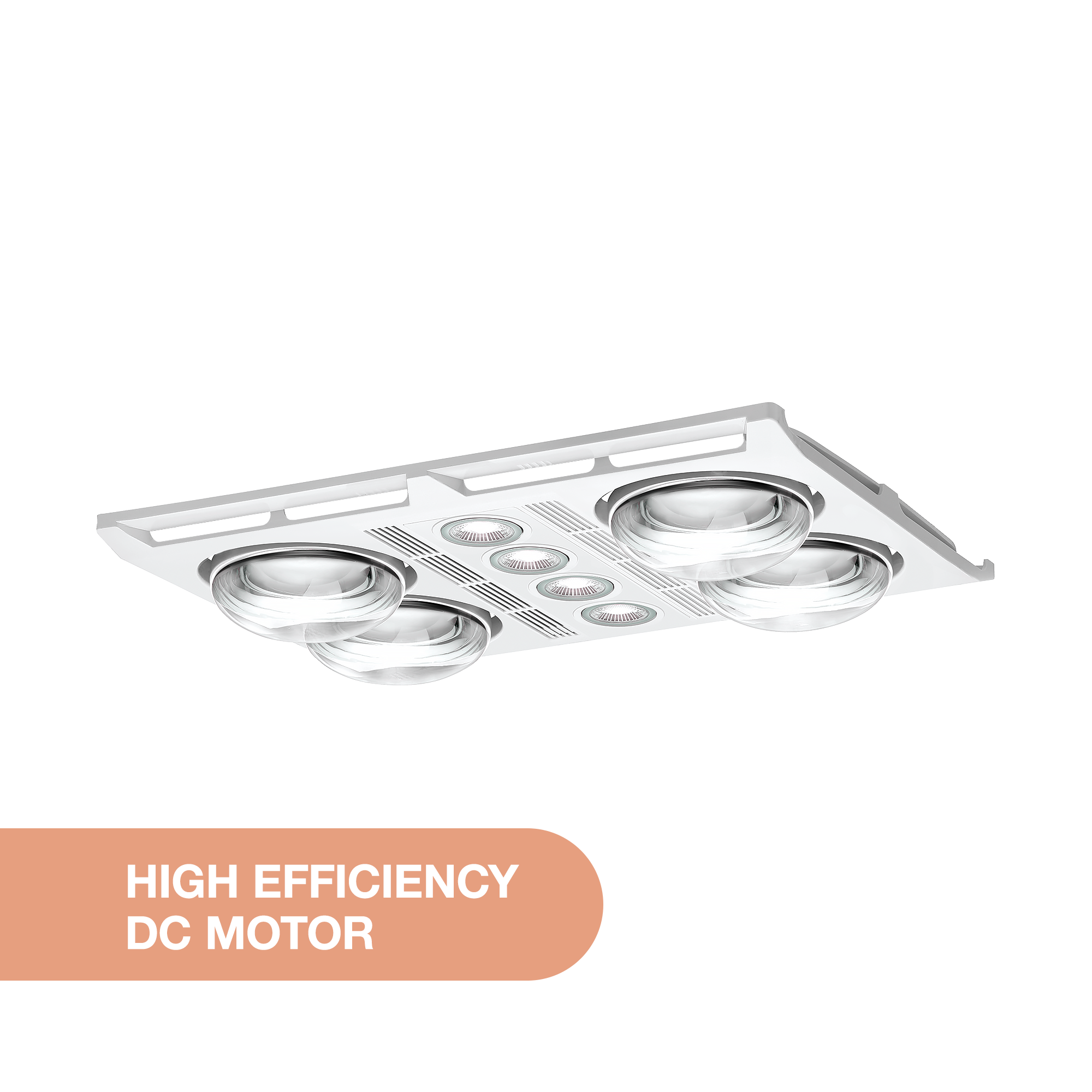 Profile Plus DC 4 Heat 3 in 1 Bathroom Heater Exhaust Fan with LED Lights White