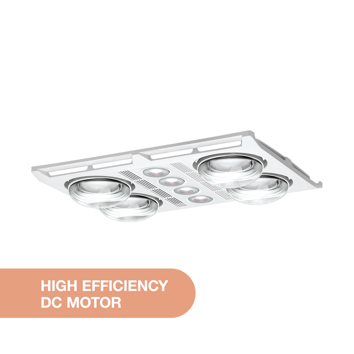 Profile Plus DC 4 Heat 3 in 1 Bathroom Heater Exhaust Fan with LED Lights White