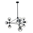 Brockton Matt Black & Clear Glass 10 Light Pendant