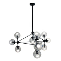 Thumbnail for Brockton Matt Black & Clear Glass 10 Light Pendant