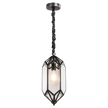 Eleanor 1 Light E27 Bevelled Glass Pendant Weathered Bronze