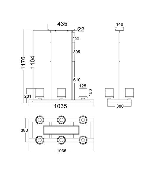 METI01 Pendant Light Dimensions