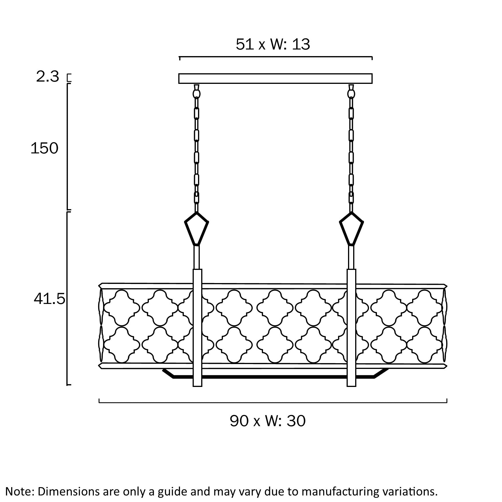 Mimosa Mocha & Crystal Rectangular 6Lt Pendant