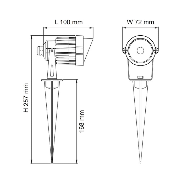 Mini Spike Black 12V 6W 3000K IP65 Garden Spike