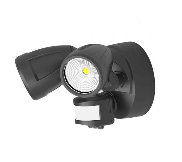 Bandit LED Flood Light Outdoor IP54 Double Spot Sensor 2 x 12W Tricolour Matt Black
