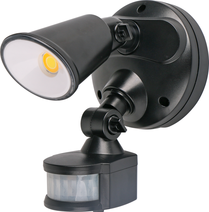 Defender Single Spot LED Outdoor Flood Light 10w Tricolour Sensor Matt Black