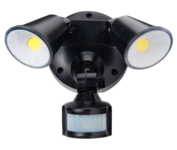 Defender Double Spot LED Outdoor Flood Light 2 x 10w Tricolour Sensor Matt Black