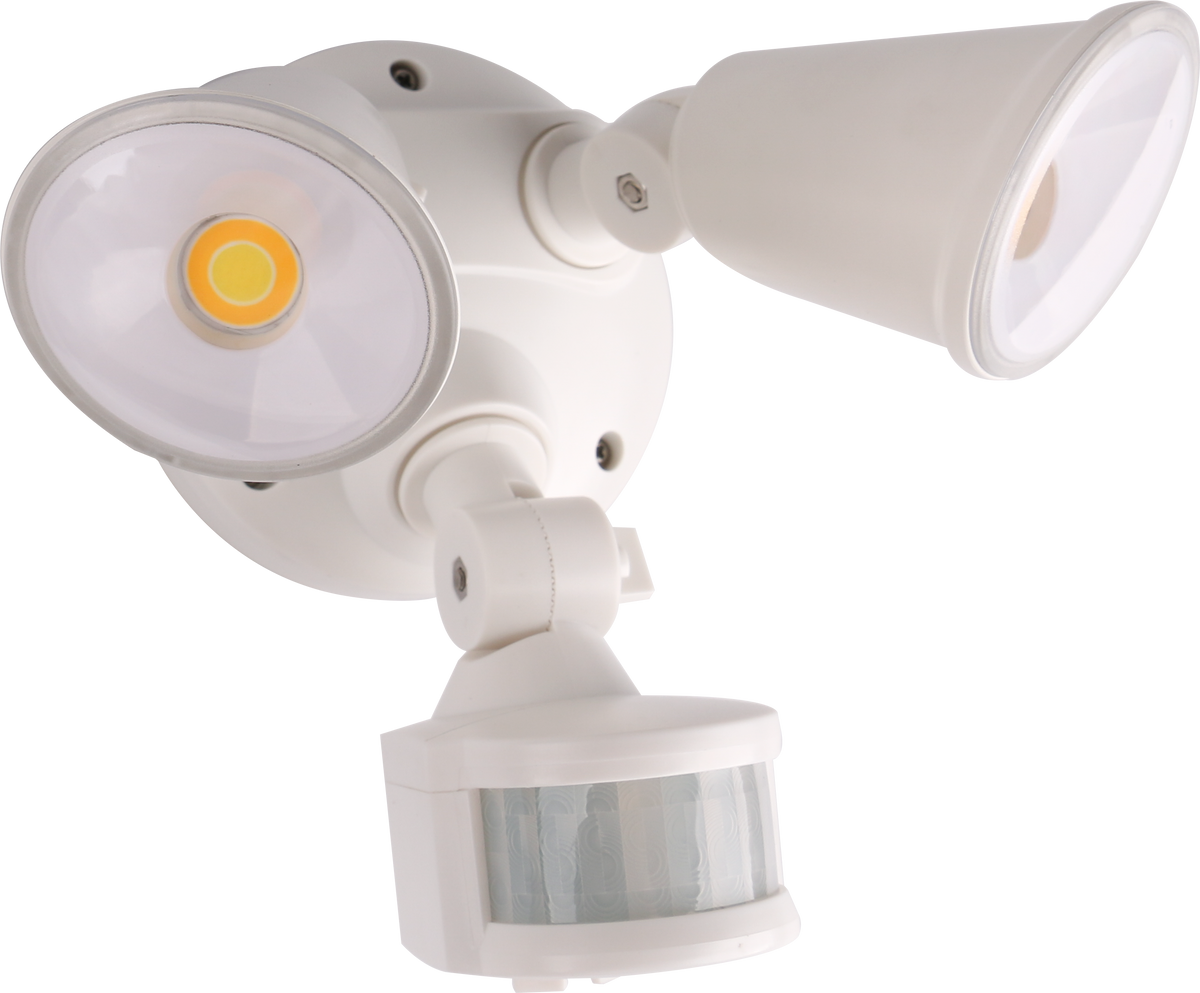 Defender Double Spot LED Outdoor Flood Light 2 x 10w Tricolour Sensor White