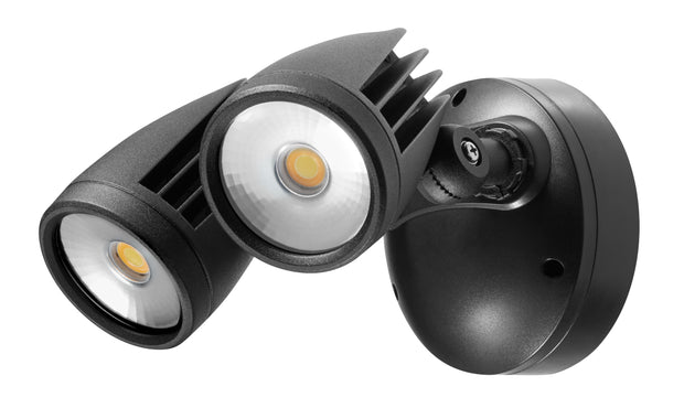 Fortress PRO LED Flood Light Outdoor IP65 Double Spot 2 x 18w Tricolour Matt Black
