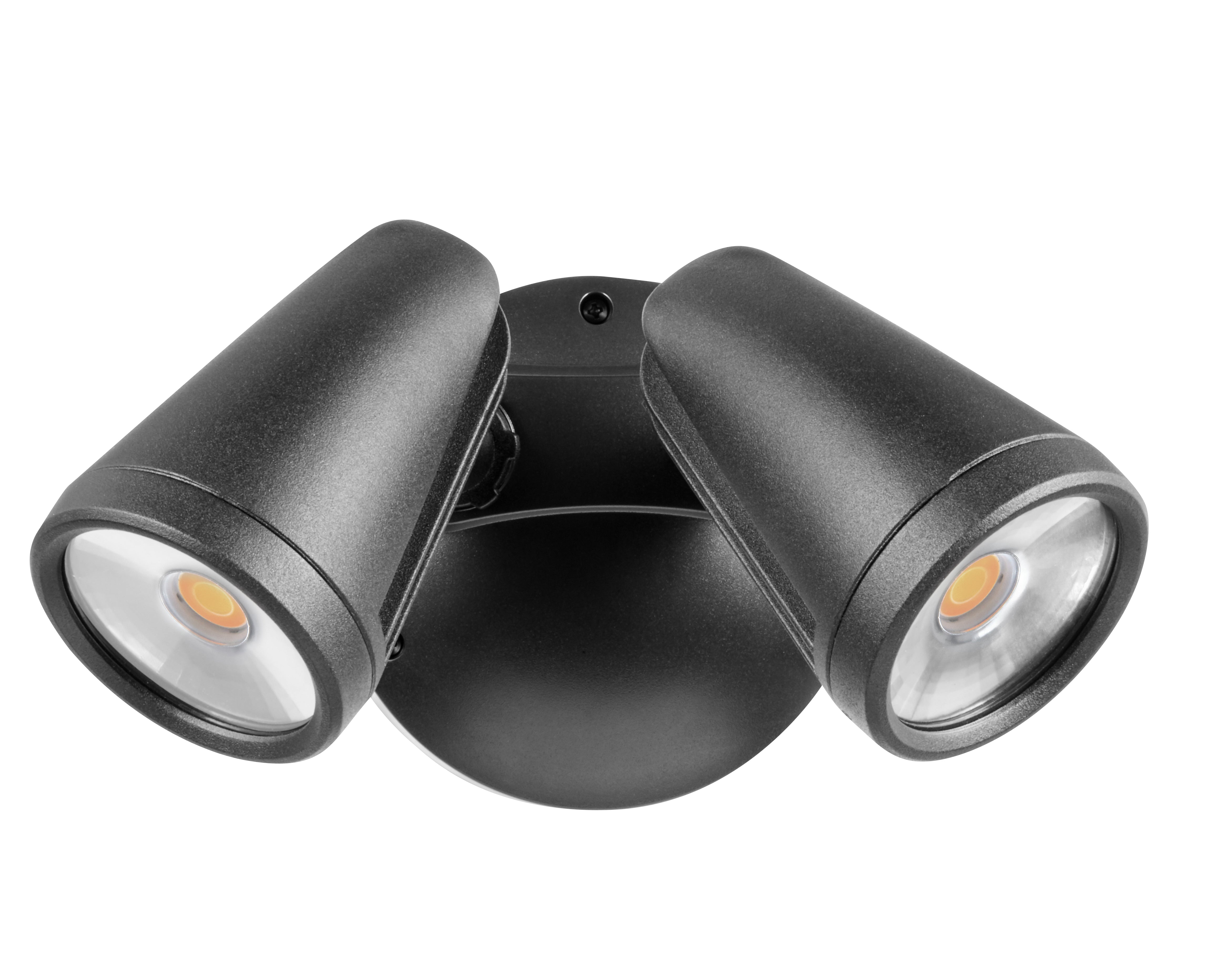Fortress PRO LED Flood Light Outdoor IP65 Double Spot 2 x 18w Tricolour Matt Black