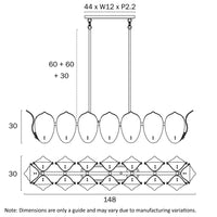 Thumbnail for Monte Brass & Frost Glass 16 Light Rectangle Pendant