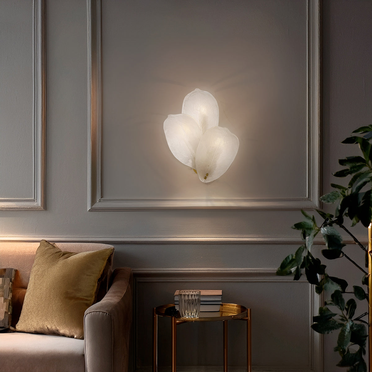 Monte Brass with Frost Glass 3 Light Wall Light