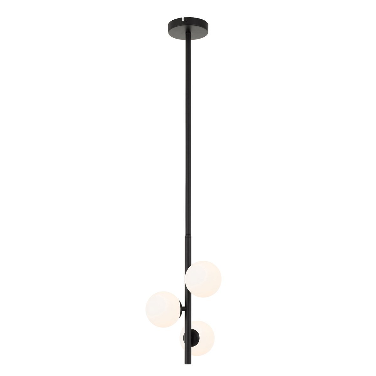 Moran 3 Light Pendant Light in Black with Opal Glass