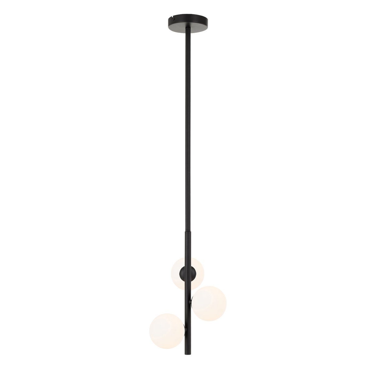 Moran 3 Light Pendant Light in Black with Opal Glass