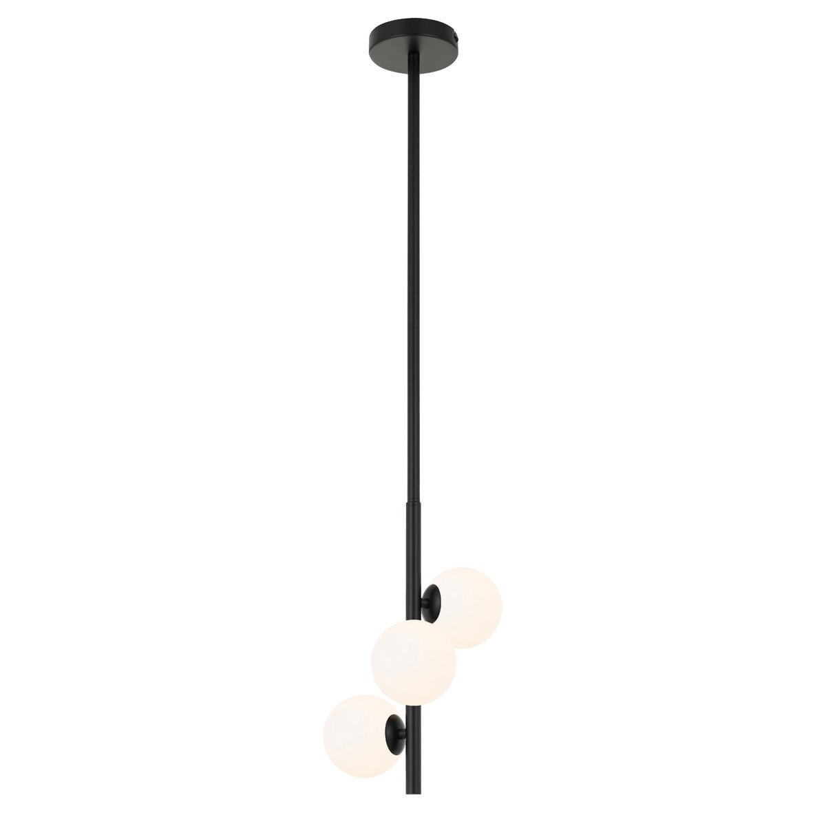 Moran 3 Light Pendant Light in Black with Opal Glass