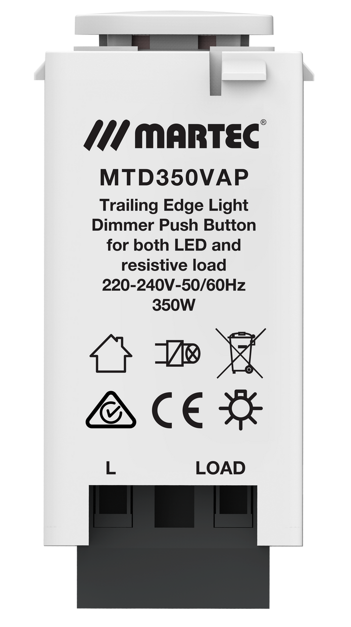 Dimmer Push Button Electronic Mechanism LED 350VA Trailing Edge